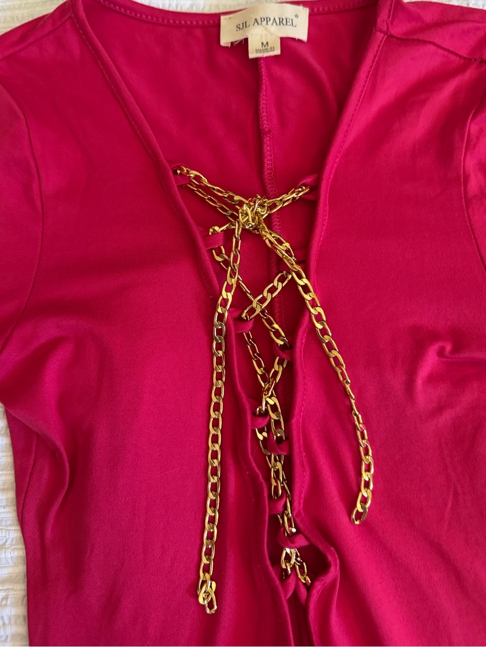 SJL Apparel Women’s Catsuit Hot Pink Jumpsuit Sz M